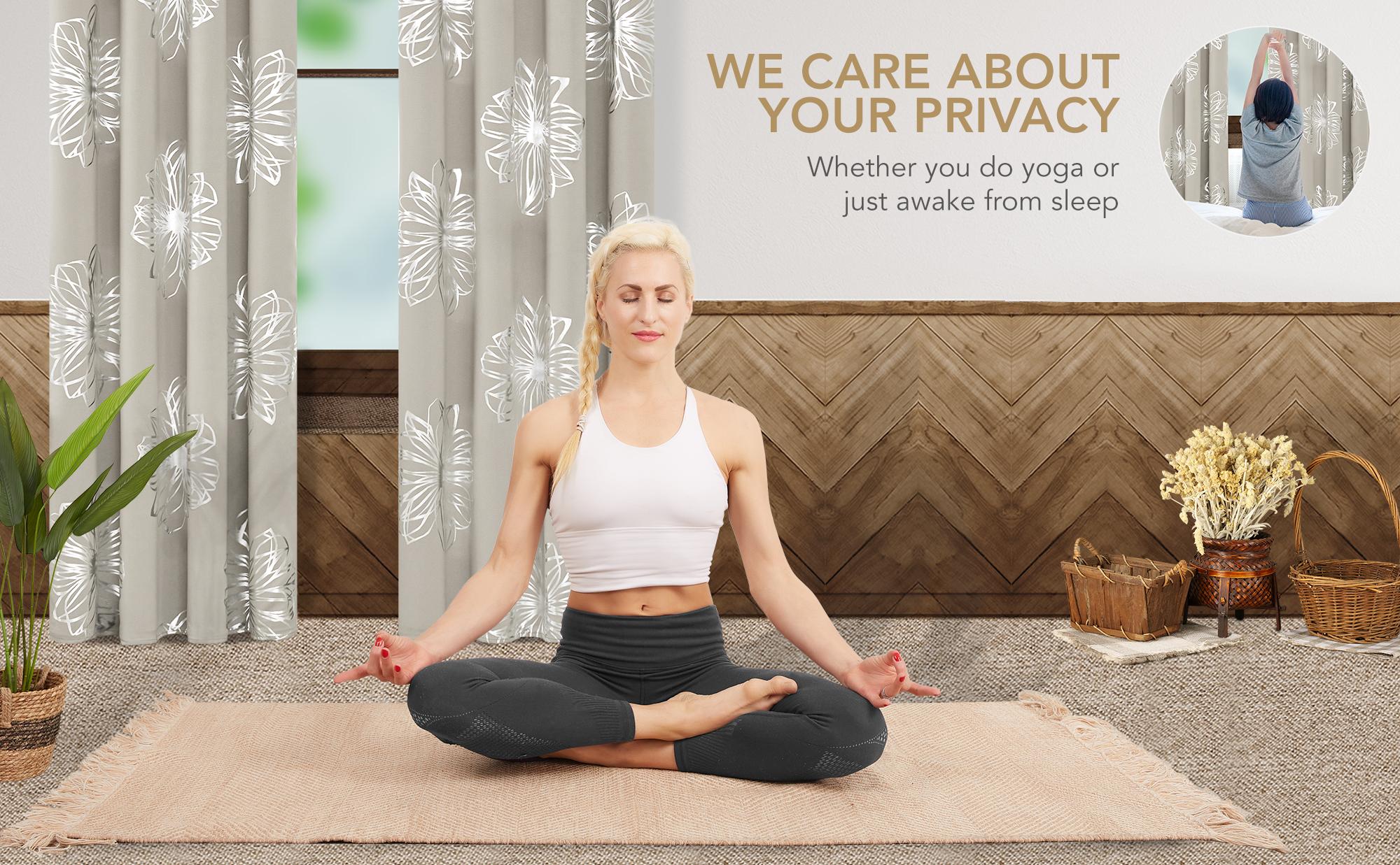 Deconovo Flower Foil Printed Blackout Curtains – 2 Panels, Thermal Insulated Room Darkening Curtains with Grommet Top for Bedroom Deconovo Flower Foil Printed Blackout Curtains – 2 Panels, Thermal Insulated Room Darkening Curtains with Grommet Top for Bedroom