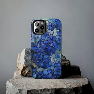 Blue Hydrangea Stained Glass Phone Case Wildflower Floral Artful Aesthetic Vintage Case Gift Iphone 13 14 15 16 17 Casing Tough Phone Cases