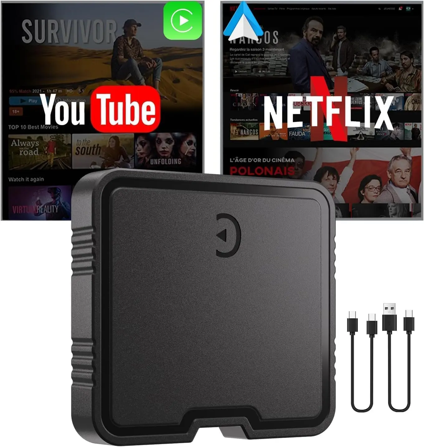 【HiEHA | TikTokShopBackToSchool】2026 Upgrade Wired-to-Wireless CarPlay Automobile Adapter - Car Stuff, Dual OS Dual-System Support, Android Auto AI Box, Fast Stable Link, Netflix/YouTube Compatibility, TF Card Support