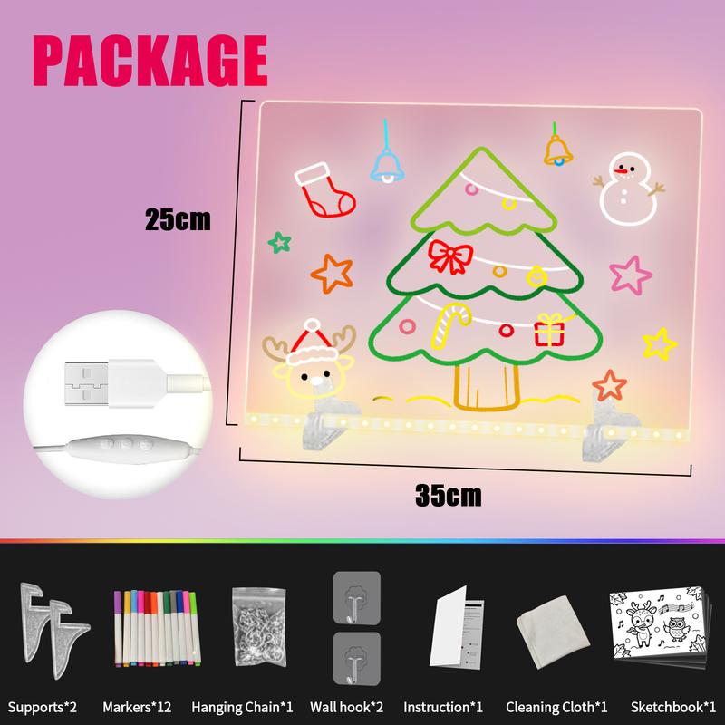 WHEELKIDS LED Light Up Tracing Pad & Dry Erase Drawing Board for Kids, Acrylic Reusable Glow Board with Stand, Markers & Tracing Papers, Erasable Neon Learning Toy Gift for Boys & Girls, Portable Art Easel for Toddlers