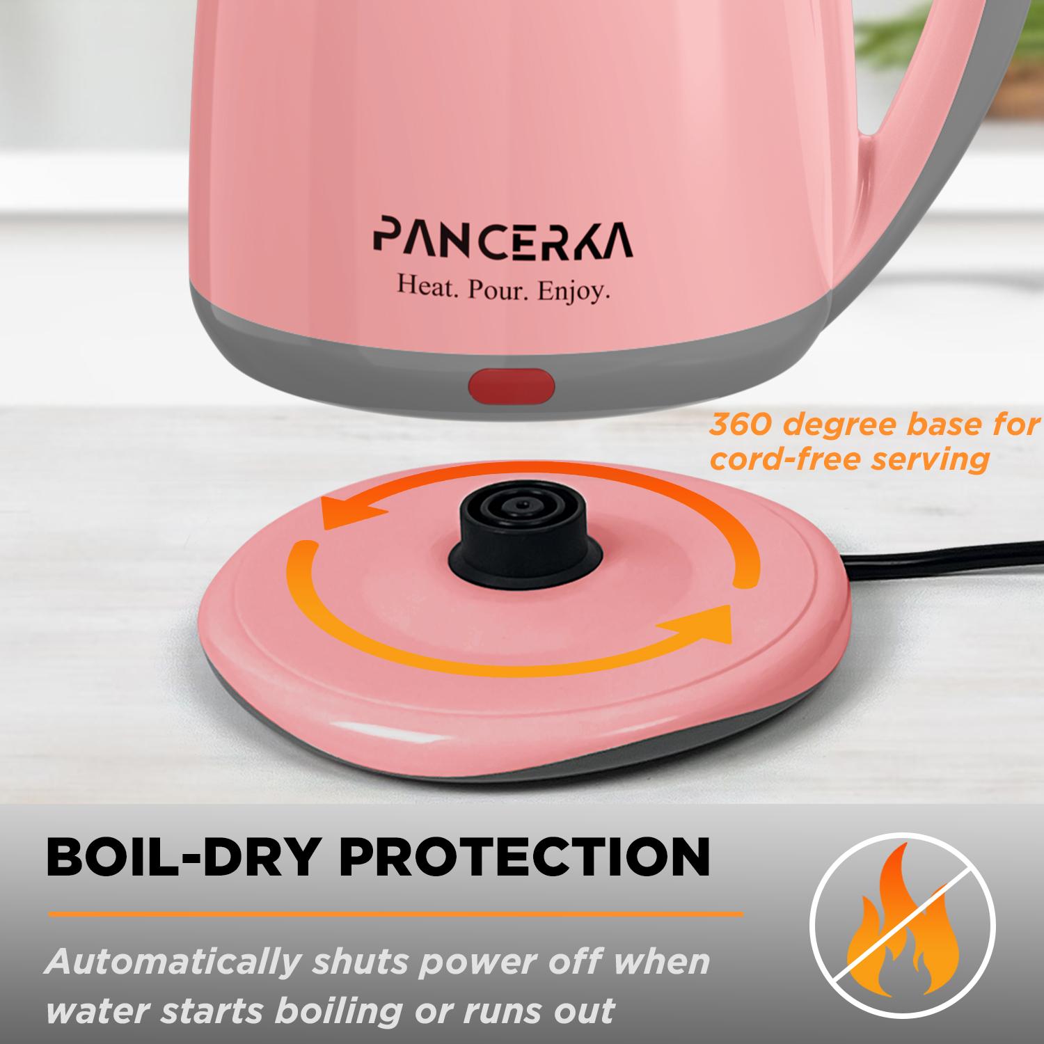PANCERKA Electric Kettle 1.8L 1000W, BPA-Free Auto Shut-Off Tea Kettle & Electric Tea Pot, Fast Heating Anti-Scald Design for Coffee, Tea, Hot Water