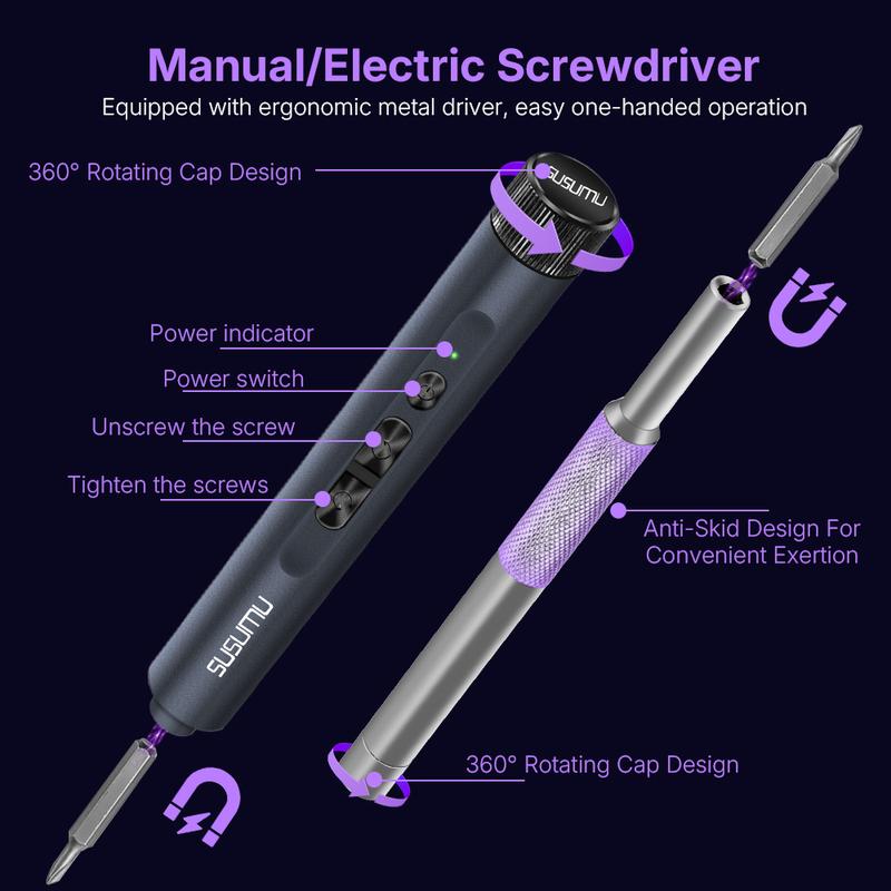 【Clearance Sale】Precision Electric Screwdriver Set | High Torque & LED Light | Strong Magnetic Phillips/Torx Bits — Professional DIY Screwdriver Kit. tool pc Portable detachable bit holder quick car