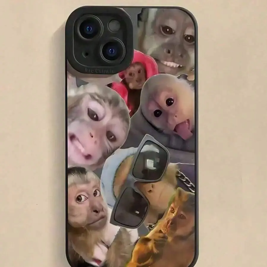Creative Monkey Pattern Full Coverage Protective Smartphone Case (1pc) - Cellphone Casing with Protection for iPhone 16,15,14,13,12,11 Pro Max Series Devices