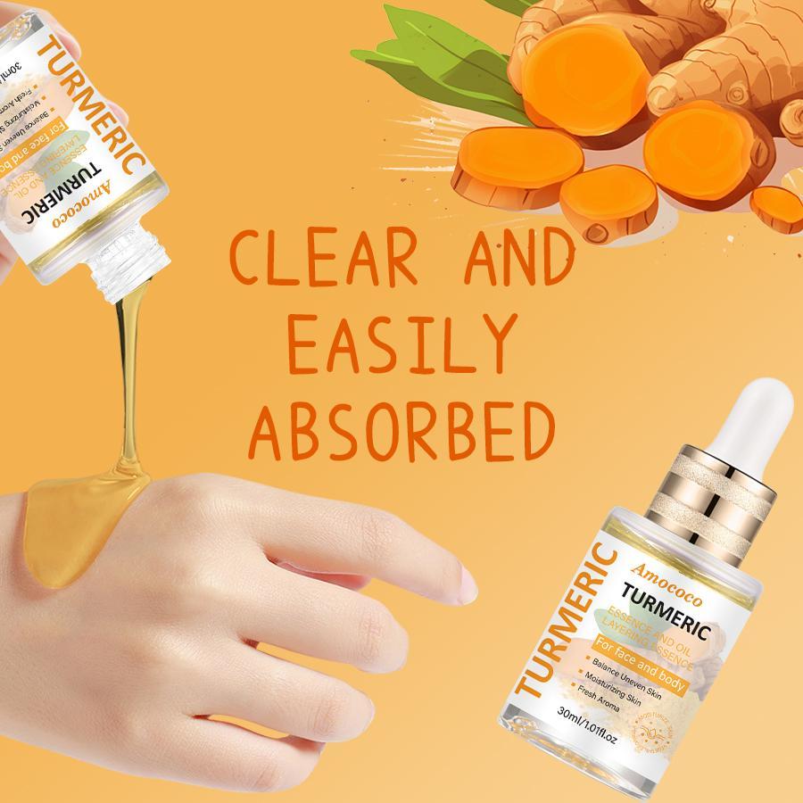 Turmeric Four Piece Skincare Set - Includes Turmeric Massage Oil, Cleansing Mousse, Facial Essential Oil, and Turmeric Soap - Comfortable