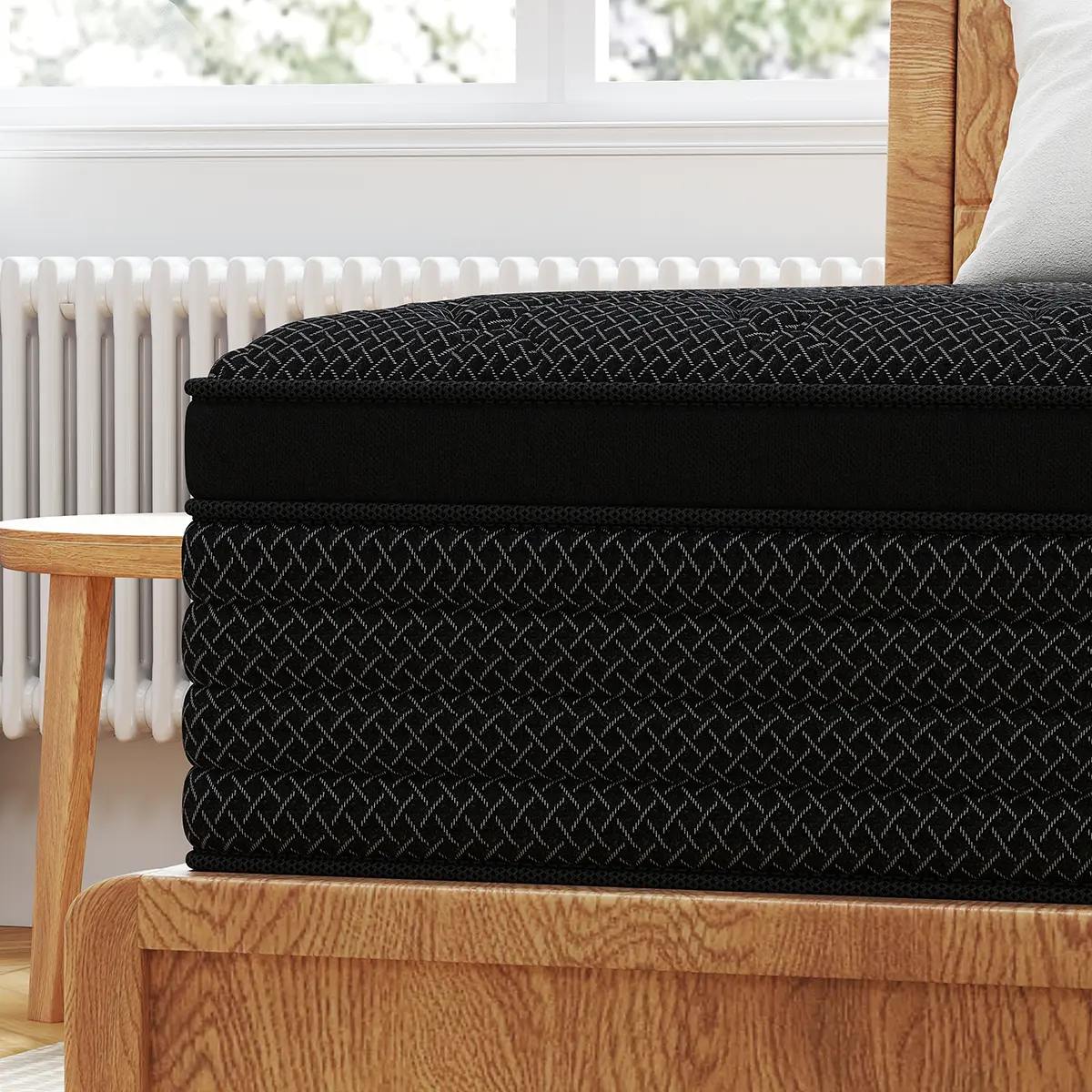 MULINATURE 12" 14" Memory Foam Mattress Hybrid Spring Twin Full Queen King Size Bed In A Box Medium Firm Comfort Body Support​ Mattresses Cool Black