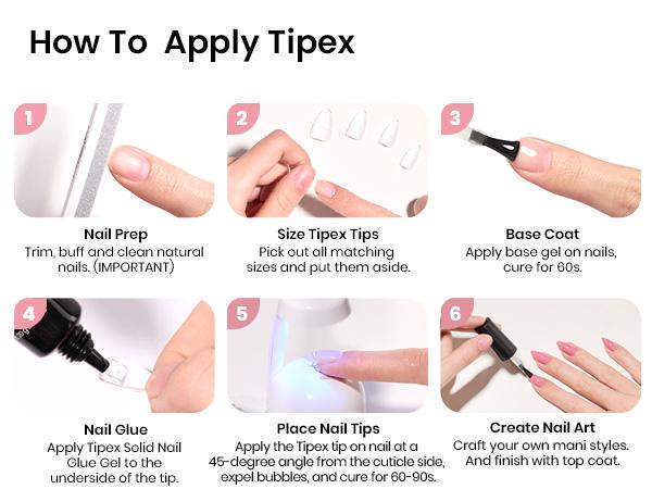 Beetles Tipex Instant Apex Nail Tips Thick Acrylic Nail Set for Flat Nails Manicure Stiletto Square Almond Coffin Nail Tips Nail Art DIY Gift for Women