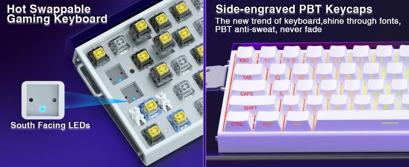 AULA Hero 68 HE 60% Gaming Keyboard Wired, Hall Effect Magnetic Switch Keyboard with 8K Hz Polling Rate, Side Printed PBT Keycaps, RGB Neon Light Box, Customizable Web Software for PC/Mac Gamers