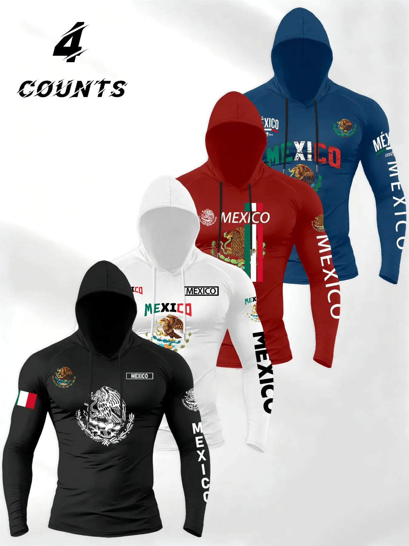 Men's Mexican Theme Flag Letter Print Hooded Sweatshirt Set, Long Sleeve Fitted Sport Casual Outfit for All Seasons, Outdoor Fitness Training, Workout Sets, Hoodie Sweatshirt Set, Sweatsuit Matching Set, Tracksuit Sweat Suits, Tracksuit Set