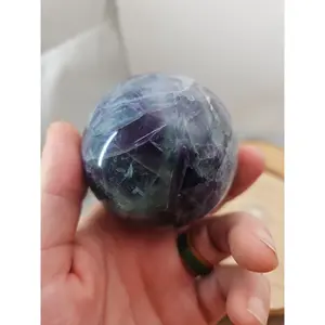 1.09lb Natural Rainbow Fluorite Quartz Crystal Sphere Ball Polished