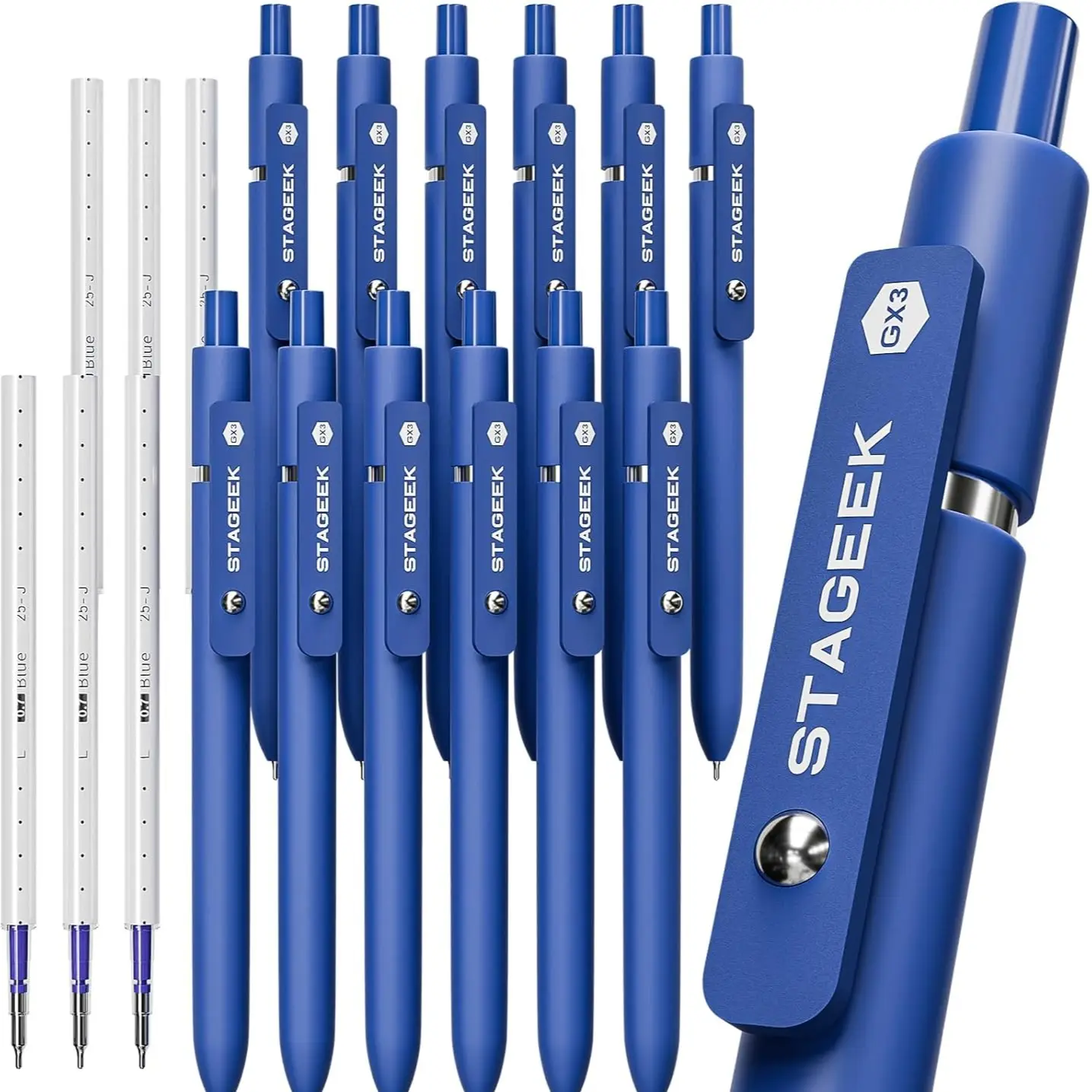 12 Blue Gel Pens +6 Refills