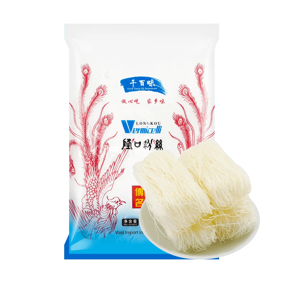 QIANBAIWEI Pink Dragon Mouth Sweet Potato Noodles 500g - Authentic Chinese Glass Noodles for Hot Pot, Stir-fry, Soup