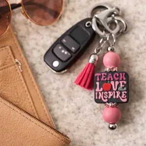 Teach Love Inspire Beaded Teacher Keychain