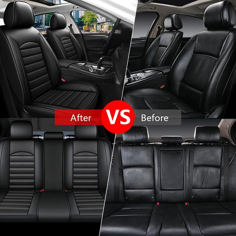 For Toyota Tacoma/ 4Runner/ RAV4 /Honda /Hyundai/Elantra/Tucson/Sonata/Accent Car Seat Covers Full Set,Nappa Leather Breathable Front Back Rear Seat Cushion,Car Seat Protector With Removable Headrest,Universal Fit For Most Cars