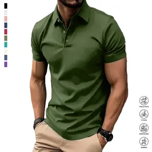 GRAND OPENING-Men's Casual POLO Shirt, Solid Color Button Versatile Basic, Men's Bowling, Golf Clothing, Suitable for Daily Wear, Summer Business Style