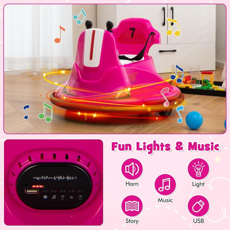[Costway]- 12V Toddler Bumper Car, Dual Joysticks, Flashing LED Light & Music,360 Degree Spin, Electric Vehicle Ride on Toys, Gift for Boys Girls,Christmas Festival Gift Black Friday Cyber Monday