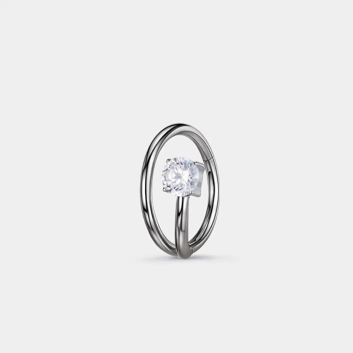 20G Clear CZ End Nose Hoop Hinged Segment Nose Ring
