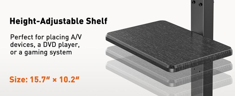 Floor TV Stand with Power Outlet, Universal TV Stand for 32-75 inch TVs up to 110 lbs, Height Adjustable Standing TV Mount, Tall TV Mount with Wood Base, Max VESA 600x400mm, PGFS06