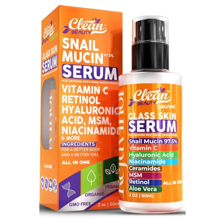 Clean Beauty Vitamin C, Retinol, Hyaluronic Acid, MSM, Niacinamide, Aloe Vera & More Ceramides for Glass Skin Firm Anti Aging Deep Hydration Serum – Rejuvenol
