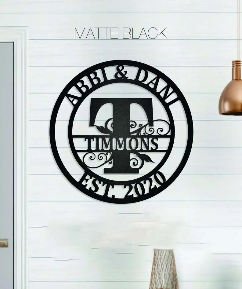 Personalized Family Name Metal Sign, Last Name Sign, Initial, Metal Monogram, Door Hanger, Housewarming Gift, Wedding Monogram, Anniversary Gift, Family Sign