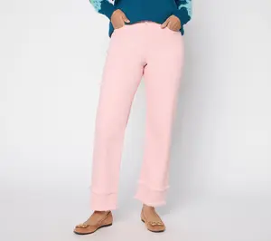 Susan Graver Regular Wide Leg Ankle Jean with Hem Detail