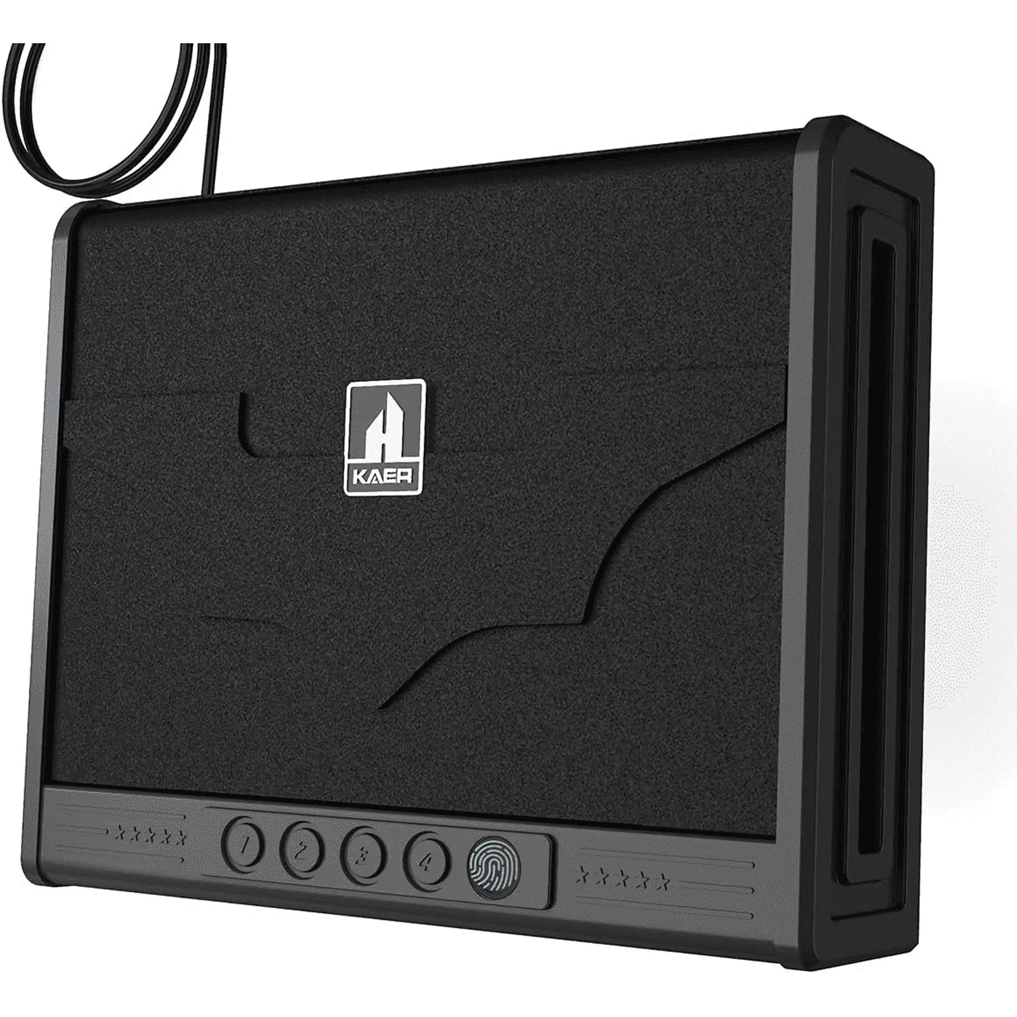 KAER Biometric Handgun Safe - Quick Access Fingerprint Gun Safe Box with 3 Unlock Methods, Heavy Duty Steel Anti-Theft Pistol Safe with Security Cable & Holster for Car, Drawer, Nightstand & Home