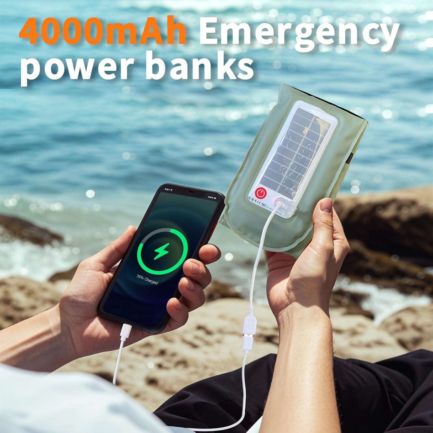 BougeRV  Inflatable Solar Camping Lantern,USB Rechargeable,4 Lighting Modes,IP66 Waterproof,Portable and Lightweight Tent Light