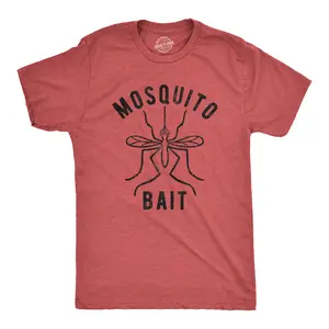 Mens Mosquito Bait T Shirt Funny Camping Campfire Outdoors Bug Bite Graphic Novelty Tee Mens Funny T Shirts Cool Vintage Fashion T-Shirt Gift Classic Menswear Funny Camping Short Sleeve Novelty Tees for Guys Red