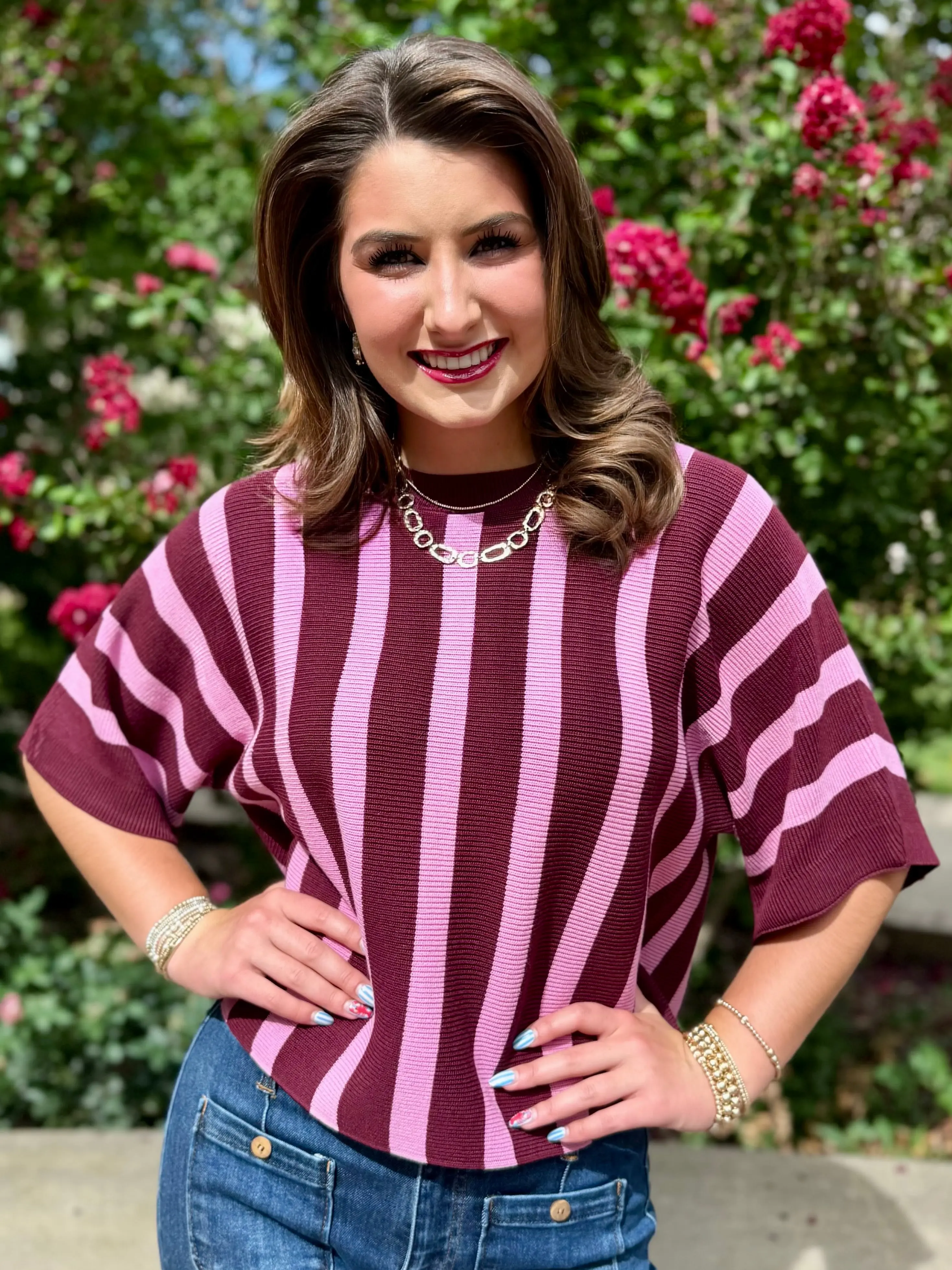 Simply Striped Maroon Sweater