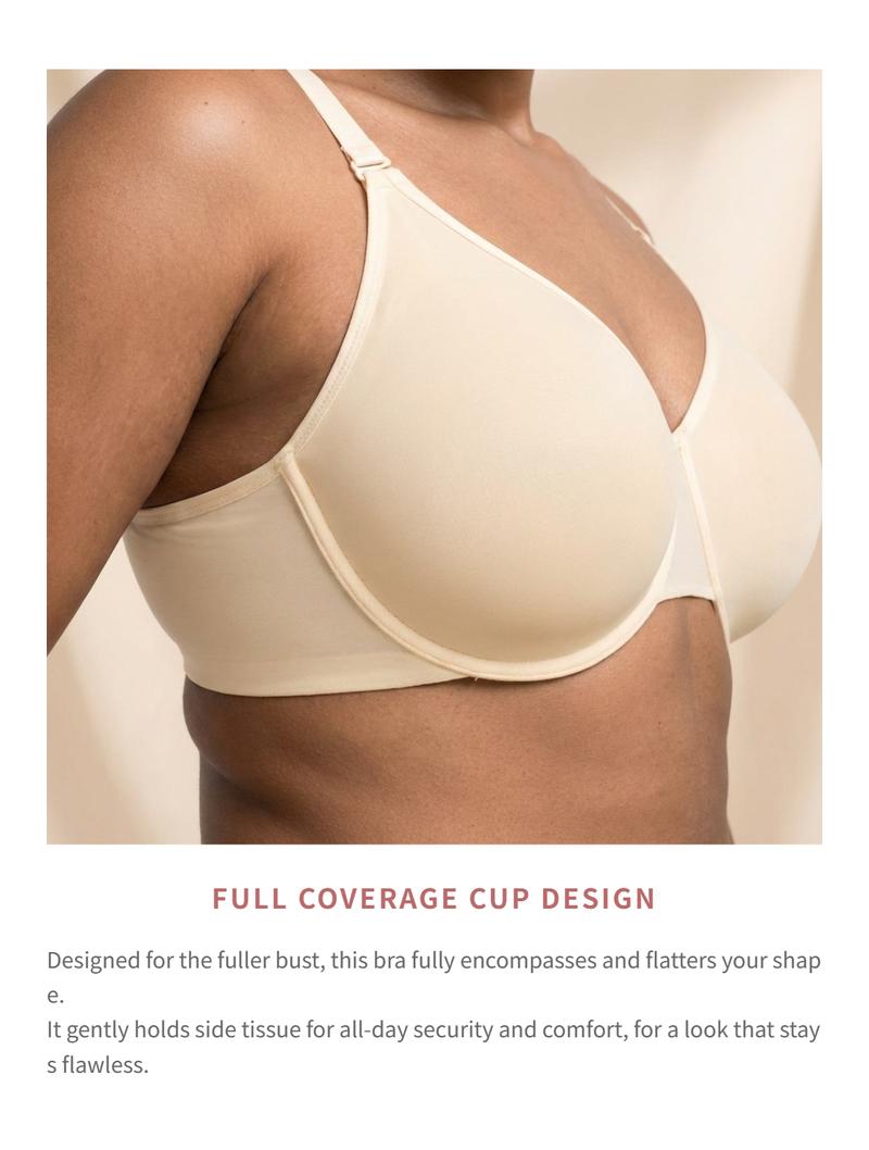 HSIA Enchante Unlined Plus Size Smooth No Lace & Lace Semi Sheer Mesh Underwire Full Coverage Minimizer Bra with Convertible Straps & Smoothing U-Back Invisible Look for Curvy Women