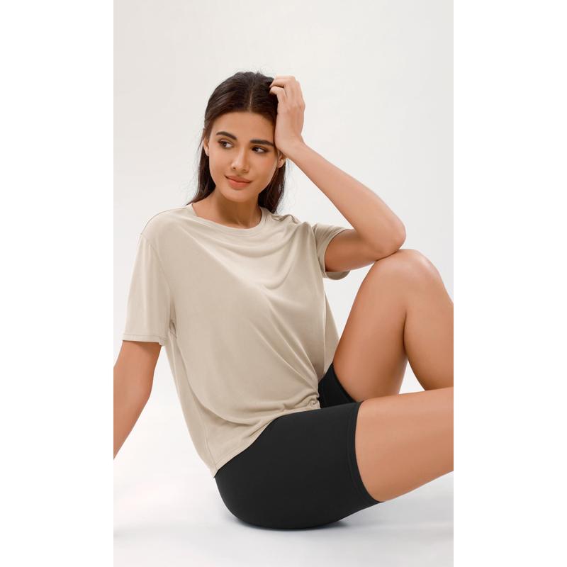 ODODOS Modal Soft Short Sleeve Shirts for Women Crew Neck Yoga Tee Casual Workout Tops