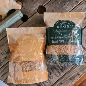 Starter Kit +In biodegradable bags Ancient Grain Bread Berries   (Fluffy Sandwich Bread Berries ) 5lbs Khorasan Berries + 5lbs Hard White Wheat + All Regenerative & soil tested + Top tier Nutrients + No chemicals EVER. Weight management Bread.