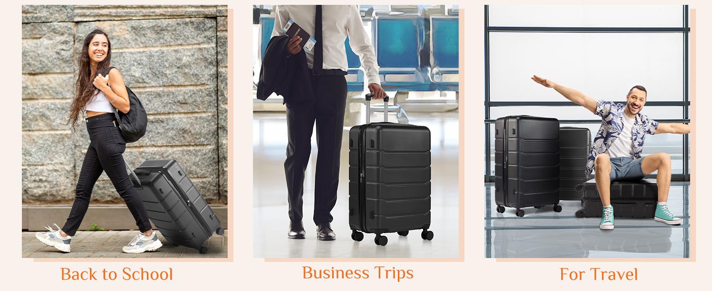 Luggage Spinner Wheels Lightweight Expandable Travel Hard Shell Suitcases with TSA Lock, Bronze Black, 3-PCS Set (20/24/28 inch)