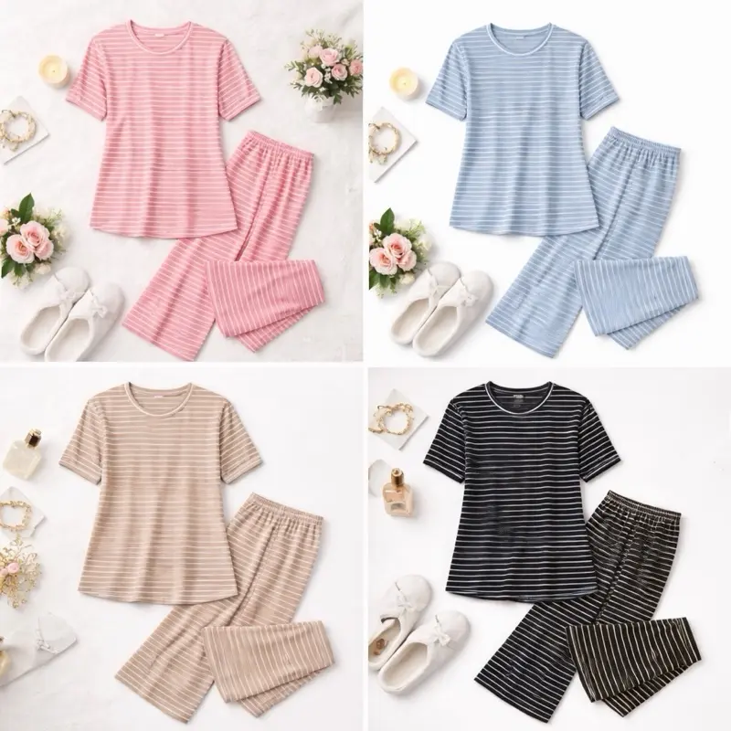 Wholesale 1 dozen Women’s one size 2-Piece Casual Set – Short Sleeve Top & Pants | Assorted Colors | Pack of 12