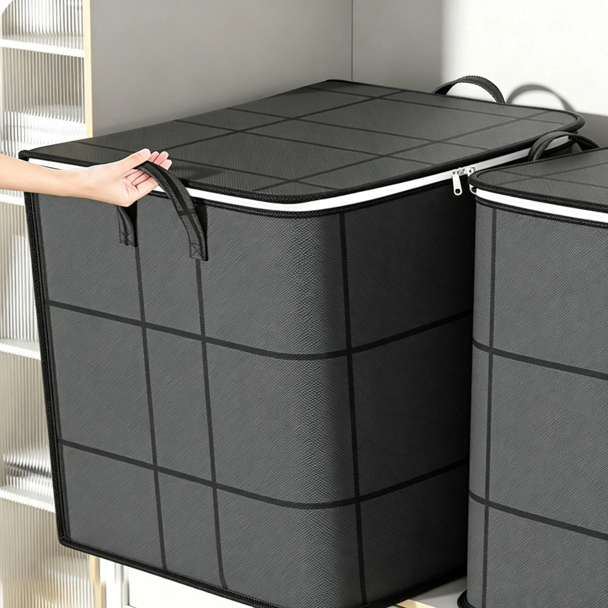 Upgraded heavy-duty storage bag, with lid organizer bag, large-capacity storage bag, foldable storage bag, clothes and quilt storage bag, storage helper, foldable storage bag