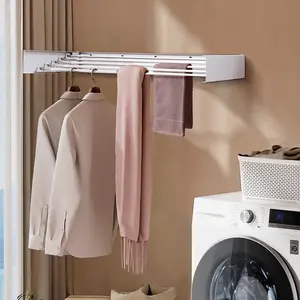 Wall Mounted Clothes Drying Rack 40" Folding Laundry Drying Rack, Collapsible Hanging Rack for Bathroom and Laundry, Supports up to 60lbs for Maximum Space-Saving Efficiency