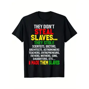 Loose Style Unisex Black History Month Melanin African T-Shirt| Casual Comfortable, S-XXXL, Crew Neck, Short Sleeve, Alphabets Pattern