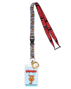 Garfield Comics Garfield and Friends ID Lanyard Badge Holder Garfield Character Card and Garfield Rubber Charm Pendant