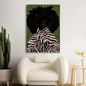 Contemporary Portrait Fine Art Print, Textured Black Woman Art, Bold Patterned Statement Wall Art D