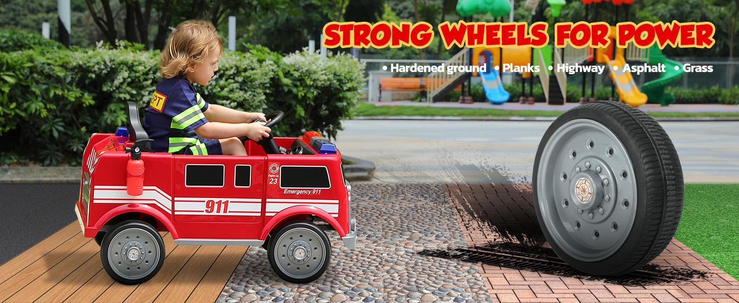 12V Fire Truck Police Car, Electric Ride on Car for Kids with Remote Control Battery Powered Toddler Car Siren-Call,walkie-talkies, Flashing Lights,Bluetooth,Music Ages 36+ Months
