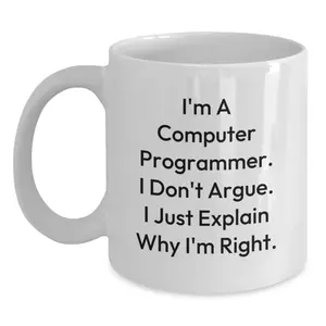 Funny Computer Programmer Mugs Gifts from Men, White Coffee Mug for Programmers, Christmas Unique Presents