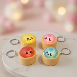 4 Pcs Kawaii Dumpling LED Night Light Keychains, CuteGlowing Dumpling Bag Charms Backpack Accessories,Mini Aesthetic Gift Set Decor Hanging Lightweight Ornaments Decoration Hanging Hanging Ornaments Hangable