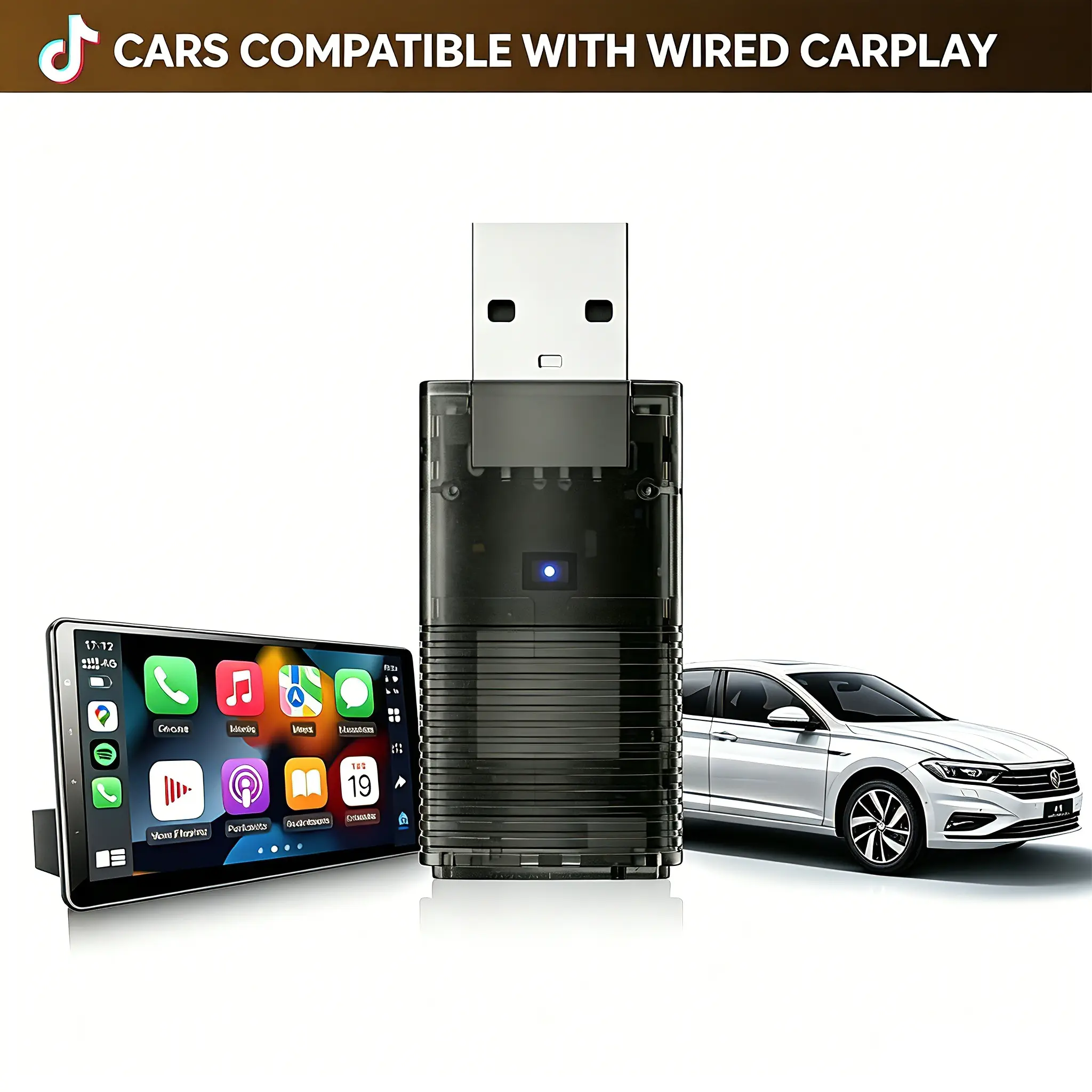 OTTOCAST Ottocast Mini Cube 3.0 Wireless CarPlay & Android Auto Adapter 2026– Plug & Play, Fast Auto-Reconnect