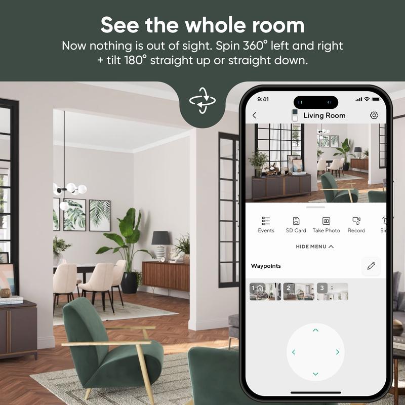 Wyze Cam Pan v3 — #1 Security Camera on TikTok! Wired, Indoor/Outdoor Pan Tilt Zoom (PTZ) w/ 360 Degree Motion Tracking, Color Night Vision, HD, WiFi