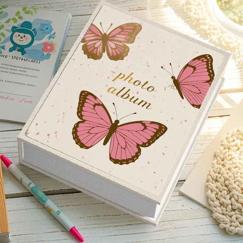 Butterfly Pattern Photo Album, Scrapbook Photo Album, Scrapbook Albums, Scrapbooking Albums, 1 Count 200 Page Large Capacity Photo Album, Photo Storage Organizer for Home Office School, Decor