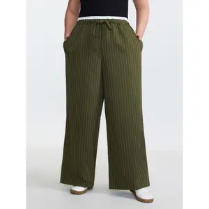 【Baggy】BLOOMCHIC Plus Size Drawstring Waist Striped Pants [M-6X] 2026 Summer Vibes