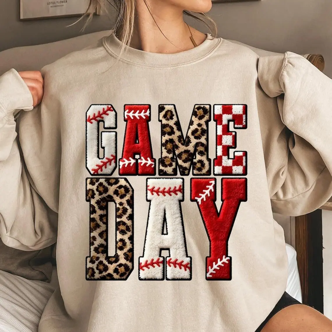 [Sale off up to 50%] Game Day Baseball Sweatshirt, Faux Yarn Print Baseball, Latch Hook Yarn Baseball Shirt, Game Day Shirt , Baseball season, Baseball Mama, streetwear graphic tee