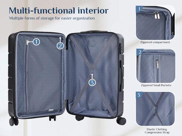 HomeSquad Hardside Luggage with Double Spinner Wheels, Lightweight Expandable Carry-On Suitcase, ABS Spinner Suitcase with Built-In TSA Lock