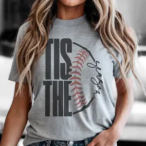 Vintage Baseball Tee Retro Tis the Season Baseball Tshirt Sports Game Day T-Shirt Womenswear Casual Sublimation Print Top Baseball Tee Sports Mom Tshirt