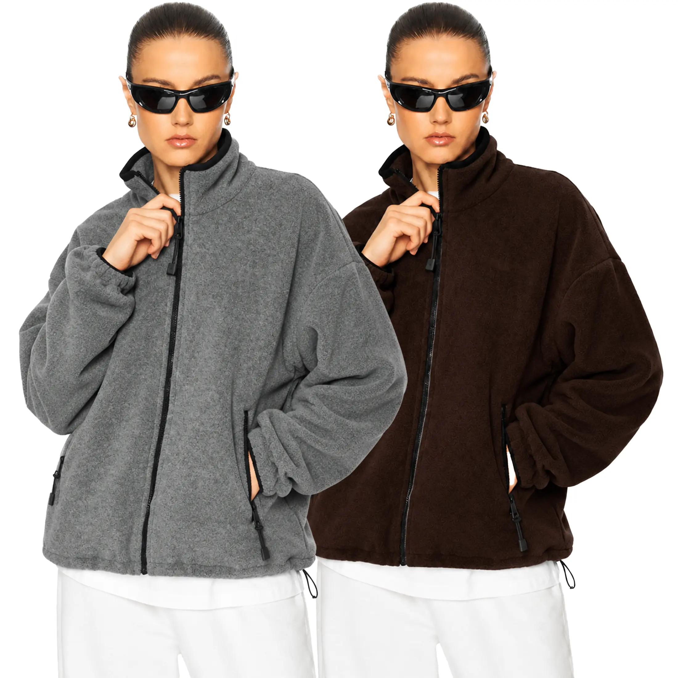 Wandal Women Oversized Stand Collar Full Zip Fleece Jacket Soft Warm Sherpa Coat Casual Neutral Fall Winter Outerwear,clothes for back to school,first day of school outfits