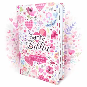 Biblia para Mujer Letra Grande 12 puntos RV1960 imit piel flores y corazones con indice